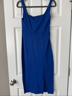 Sleeveless Royal Blue Bodycon Dress with Front Slit